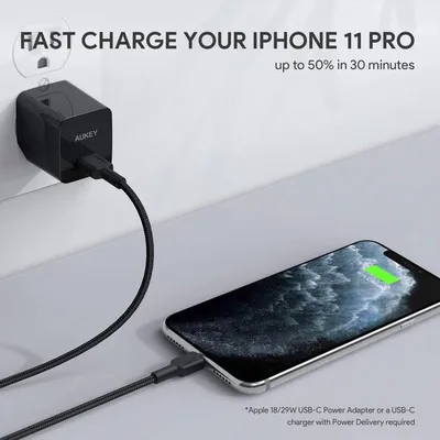 Kabllo Aukey, Lightning / USB C, 2 m, e zezë - 9