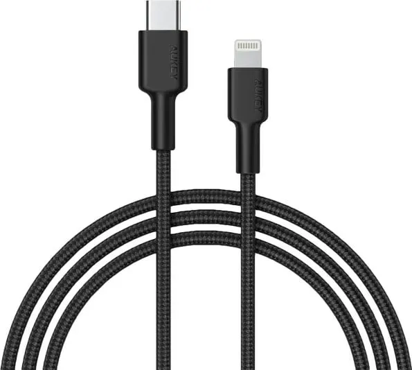 Kabllo Aukey, Lightning / USB C, 1.2 m, e zezë - 1