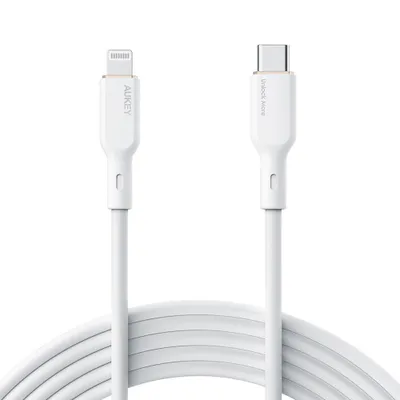 Kabllo Aukey, Lightning / USB C, 1.8 m, e bardhë, e zezë - 2