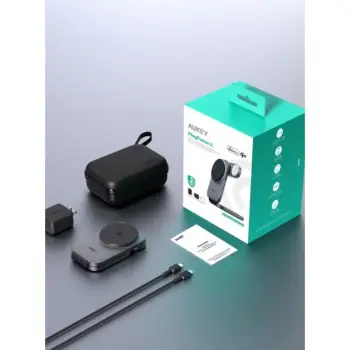 Aksesorë për telefon Aukey MagFusion Z – 3-in-1 Foldable MagSafe Wireless Charging Stand – Zezë