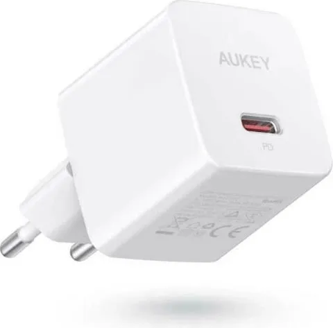 Karikues muri Aukey PA-Y20S, USB-C, 20W, i bardhë - 1