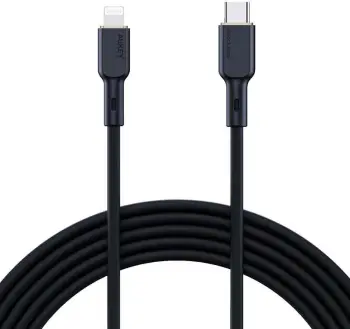 Kabllo USB-C në Lightning Aukey CB-SCL1, 1m, 27W, e zezë