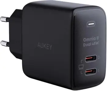 Karikues muri Aukey PA-B4T, 2xUSB-C, 45W, zi