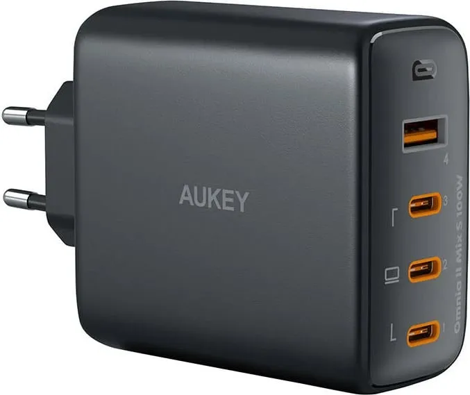Karikues muri Aukey PA-B7S, 100W, 1x USB-A, 3x USB-C, zi - 1