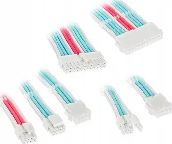 Set kabllosh zgjatëse ATX 24 pin Kolink Core Adept, 35cm, të endura, të bardha blu rozë