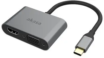 Kabllo Akasa USB Type C 2in1, HDMI, D-Sub, 18cm