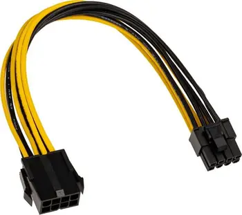 Kabllo adaptuese Akasa AK-CBPW23-20, PCIe 8-pin në ATX EPS 8-pin, 0.2m, zi verdhë