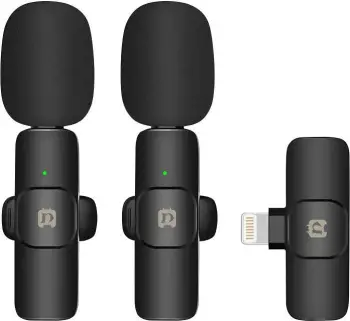 Mikrofon lavalier wireless Puluz PU3150B, lidhje Lightning, anulim zhurme, i zi