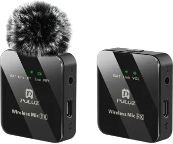 Mikrofon lavalier wireless Puluz PU3153B, 1 TX + 1 RX, i zi