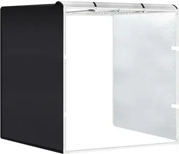 Tendë fotografike Puluz PU5083EU, 80x80x80 cm, me ndriçim LED, me sfonda të zi, të bardhë dhe portokalli