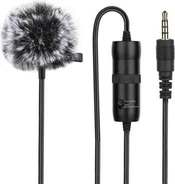 Mikrofon lavalier Puluz PU427 me klip, 3.5mm Jack, 6m, i zi