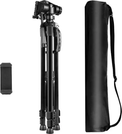 Tripod Puluz PU3096B me kokë 3D 360°, mbajtës telefoni, i zi, set - 1