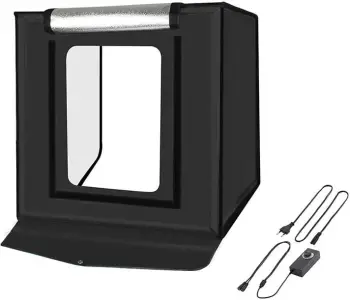Tendë fotografike Puluz PU5060EU, 60cm, 3380 lumens, 60W, LED, me 3 sfonda, e zezë