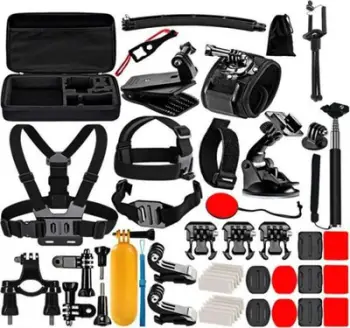 Set aksesorësh për kamera sportive Puluz PKT39 50-në-1, për GoPro/DJI, me kuti bartëse
