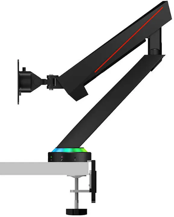 Mbajtës ICY BOX IB-MSG304BL-T për 2 monitorë, RGB, USB hub - 3