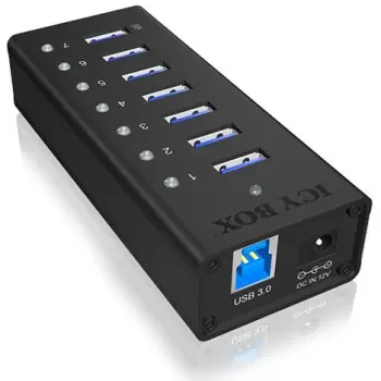 USB hub ICY BOX IB-AC618, 7 porta, USB 3.2 Gen 1, alumini, i zi