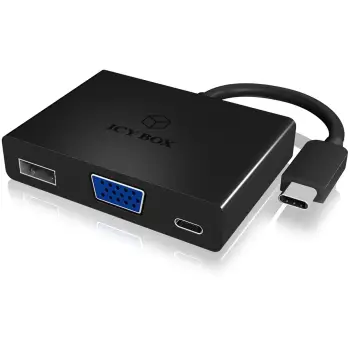 Docking station ICY BOX IB-DK4032-CPD, USB Type-C, VGA, e zezë