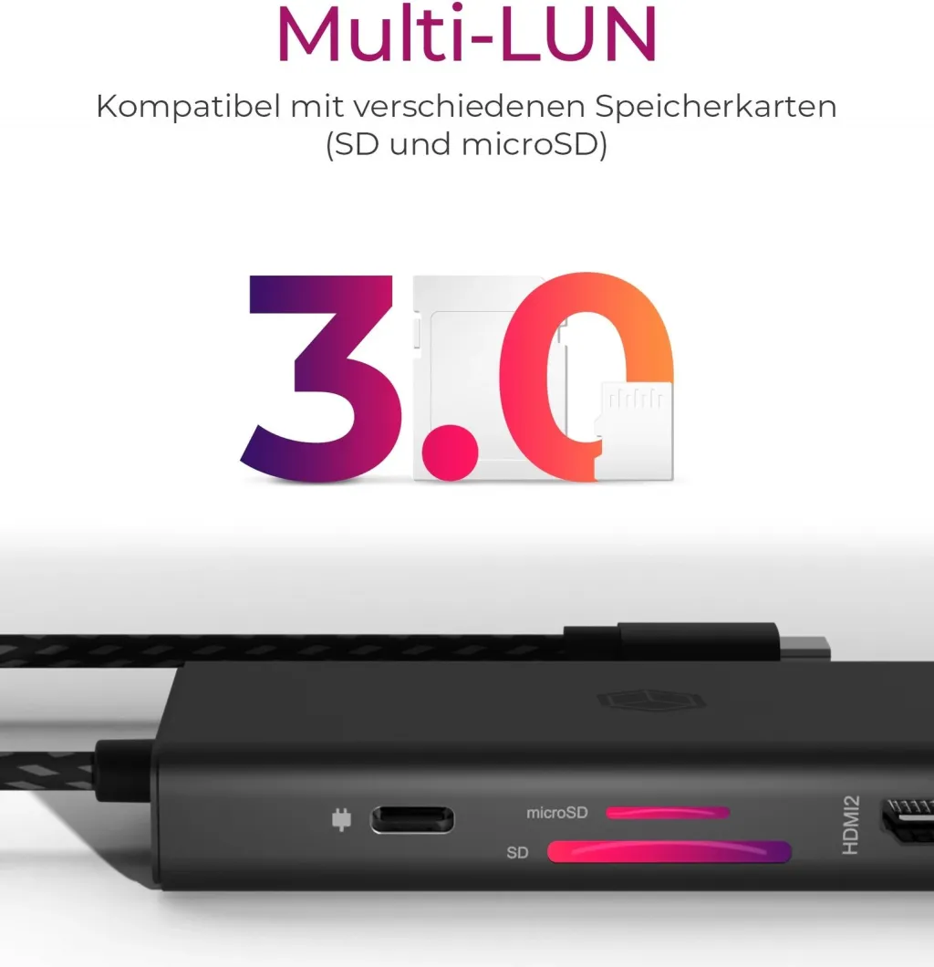 Docking station ICY BOX IB-DK4011-CPD, USB Type-C, HDMI, DisplayPort, MicroSD, e zezë - 8