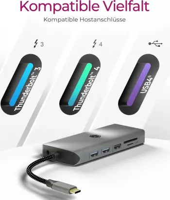 Docking station ICY BOX IB-DK4061-CPD, USB Type-C, 100W, HDMI, Ethernet, gri