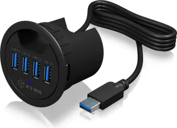 USB hub ICY BOX IB-HUB1403, 4 porta, USB 3.2 Gen 1, 1.2m, e zezë