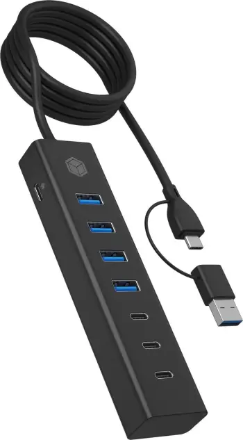 USB hub ICY BOX IB-HUB1737-C3, 7 porta, USB 3.2 Gen 1, alumini, zi