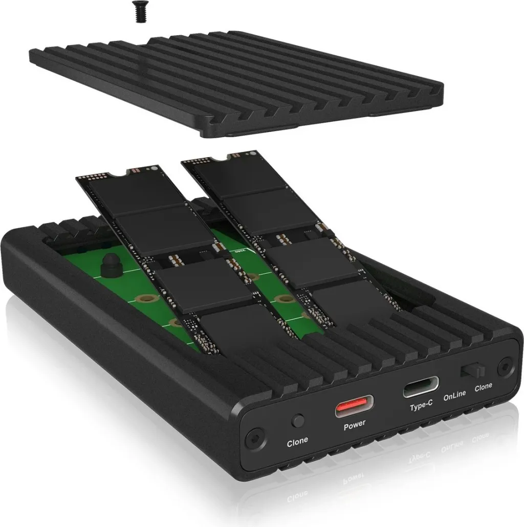 Kasë SSD ICY BOX IB-2817MCL-C31, USB-C 3.2, 2x M.2 NVMe, e zezë - 12