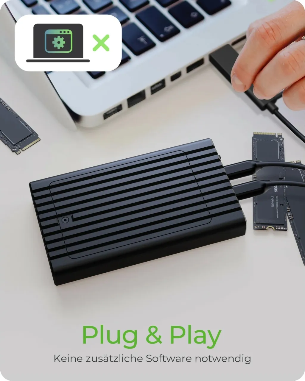 Kasë SSD ICY BOX IB-2817MCL-C31, USB-C 3.2, 2x M.2 NVMe, e zezë - 9