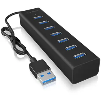 USB hub ICY BOX IB-HUB1700-U3, 7 porta, USB 3.2 Gen 1, 15W, zi