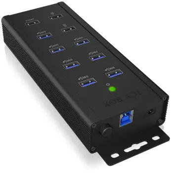 USB hub ICY BOX IB-HUB1703-QC3, 10 porta, QC 3.0, alumini, zi