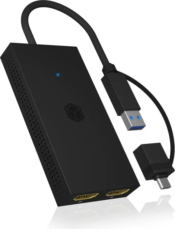 Splitter HDMI ICY BOX IB-SPL1029AC, USB në 2x HDMI, 4K, i zi - 2