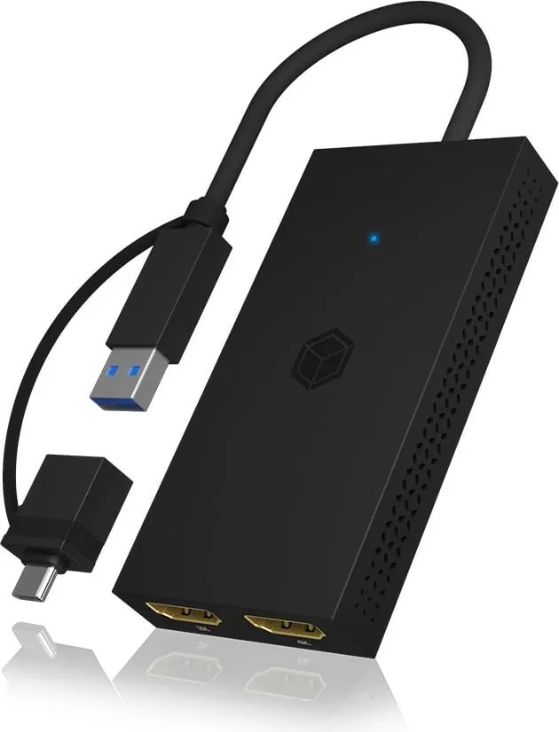 Splitter HDMI ICY BOX IB-SPL1029AC, USB në 2x HDMI, 4K, i zi - 3