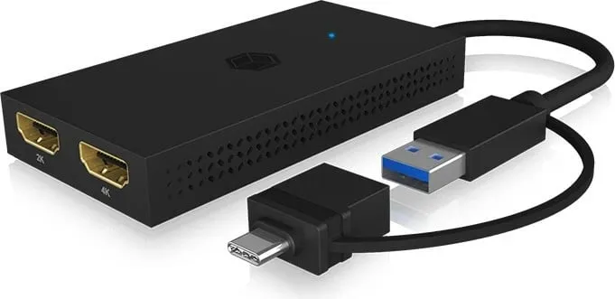 Splitter HDMI ICY BOX IB-SPL1029AC, USB në 2x HDMI, 4K, i zi - 4
