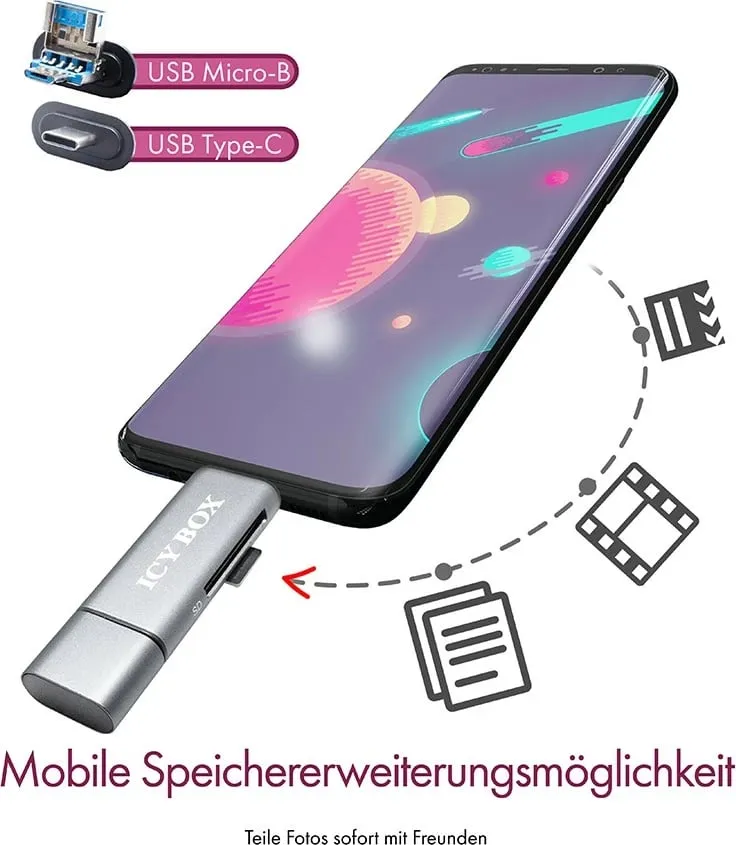 Lexus për USB IcyBox USB-C/MicroUSB/USB2.0 IB-CR200-C - 2