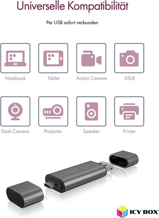 Lexus për USB IcyBox USB-C/MicroUSB/USB2.0 IB-CR200-C - 4