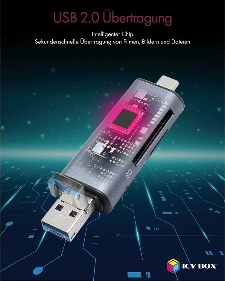 Lexus për USB IcyBox USB-C/MicroUSB/USB2.0 IB-CR200-C - 5