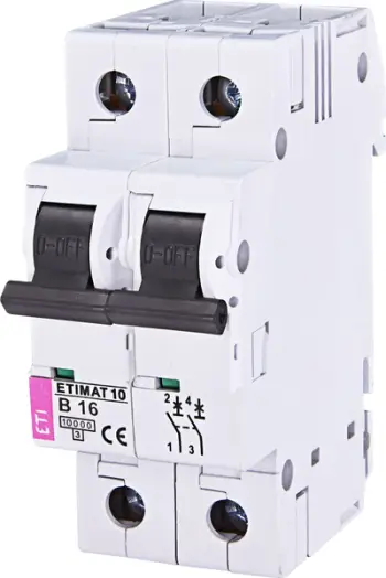Ndërprerës Eti-Polam 2P B 16A 10kA AC ETIMAT10