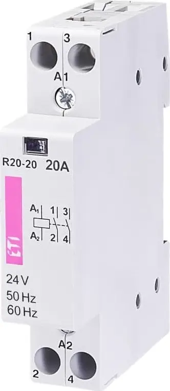 Kontaktor modular Eti Polam R 20-20, 20A, 24V AC, 2NO, i bardhë