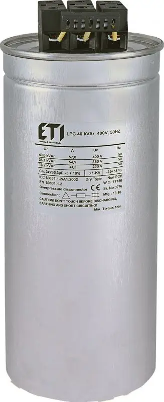 Kondensator Eti-Polam CP LPC, 40 kVAr, 400 V, 50 Hz