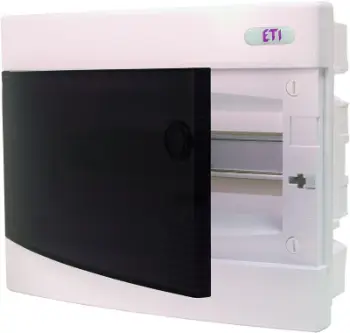 Tabelë modulare elektrike ETI Polam ECM12PT, 12 module, 232 × 283 × 106 mm, plastikë, derë transparente, e bardhë