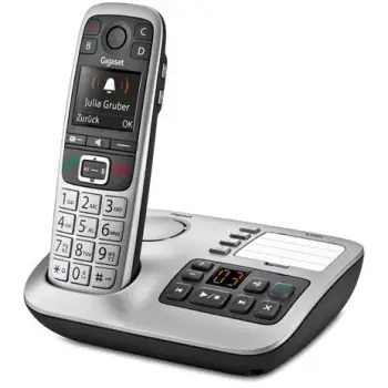 Telefon Gigaset E560A, DECT, pa tela, 200 kontakte, ID thirrësit, i zi, argjendtë