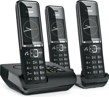 Telefon pa tela Gigaset COMFORT 550A, 3 dorëza, regjistrues automatik, 200 kontakte, i zi