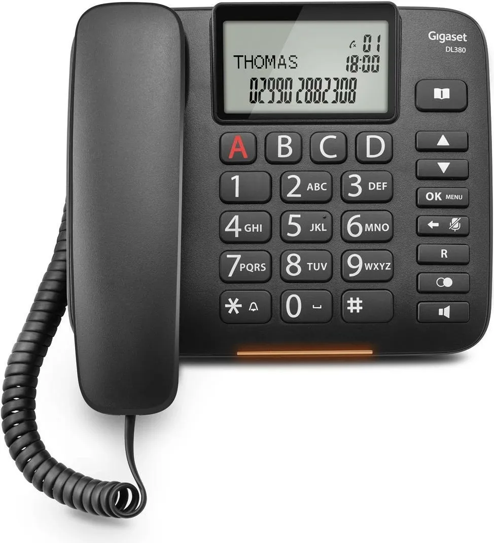 Telefoni fiks Gigaset DL380, butona të mëdhenj, i zi - 3