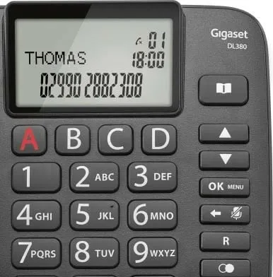 Telefoni fiks Gigaset DL380, butona të mëdhenj, i zi - 5
