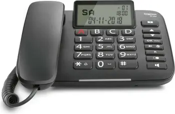 Telefoni fiks Gigaset DL380, butona të mëdhenj, i zi