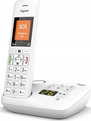 Telefoni fiks pa tela Gigaset E390A, sekretari telefonike, i bardhë