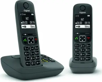 Telefon pa tela Gigaset AE690A, Analog/DECT, 2 doreza, regjistrues mesazhesh, antracit