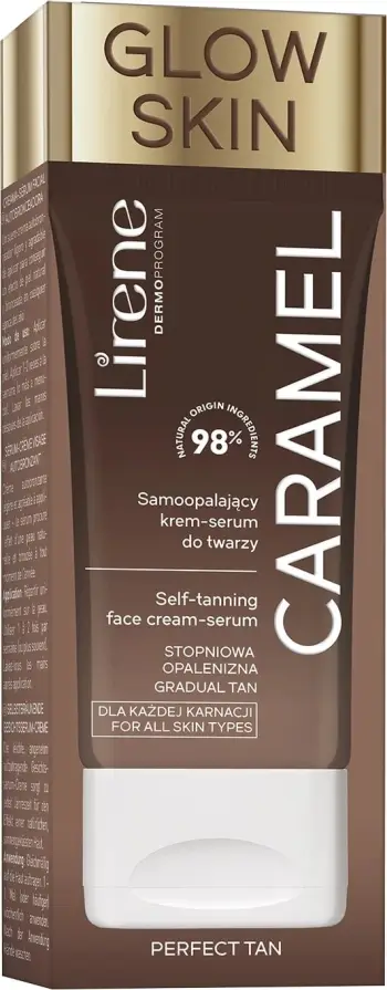 Krem-serum vetë-ngjyrues për fytyrë Lirene Perfect Tan Caramel për femra, 50ml