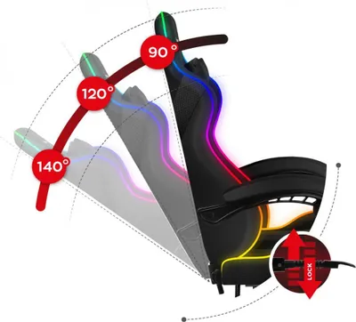 Karrige lojërash HUZARO Force 4.7, RGB Mesh, e zezë - 12