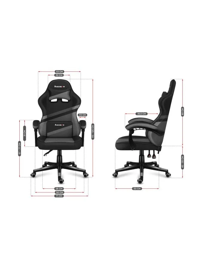 Karrige lojërash Huzaro Force 4.4 Mesh, 130kg, e hirtë - 6