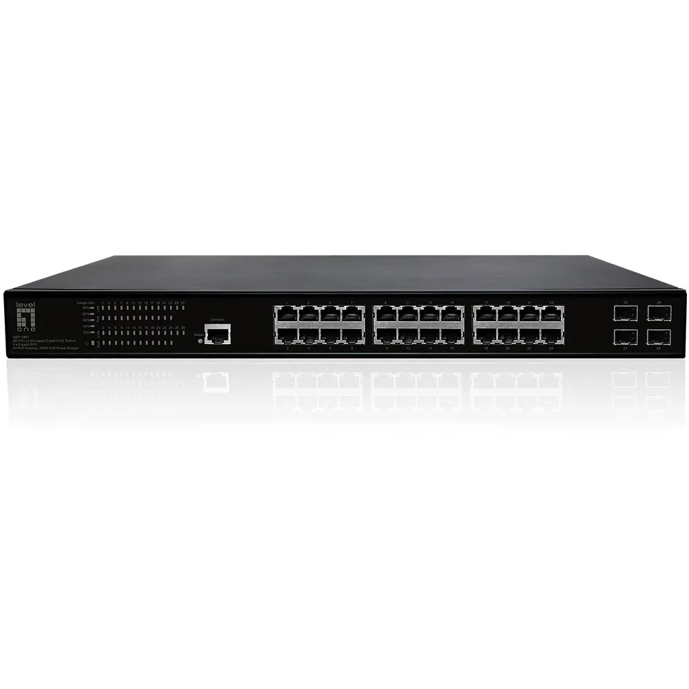 Switch 28xPort GEP-2861 4xGSFP 19″ 390W 24xPoE+ - 1